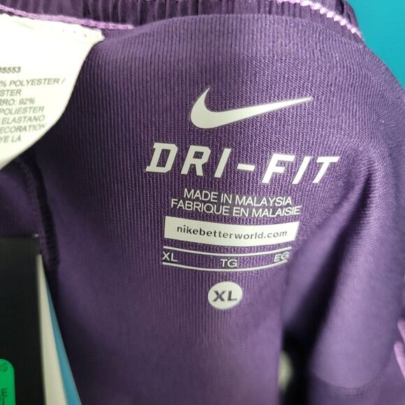 Nike Dri fit purple black pull on shorts lined running workout shorts size xl - Picture 4 of 8